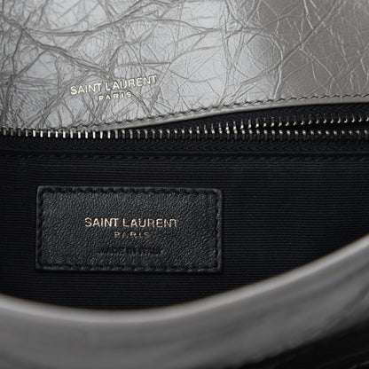 Saint Laurent Crinkled Calfskin Matelasse Monogram Medium Niki Chain Satchel Fog 7 of 10