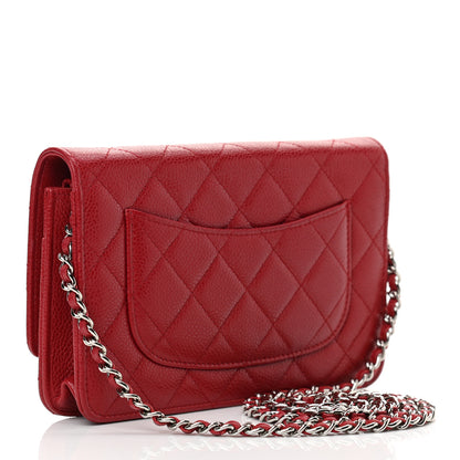 Chanel Caviar Quilted Wallet On Chain WOC Red 4 of 25