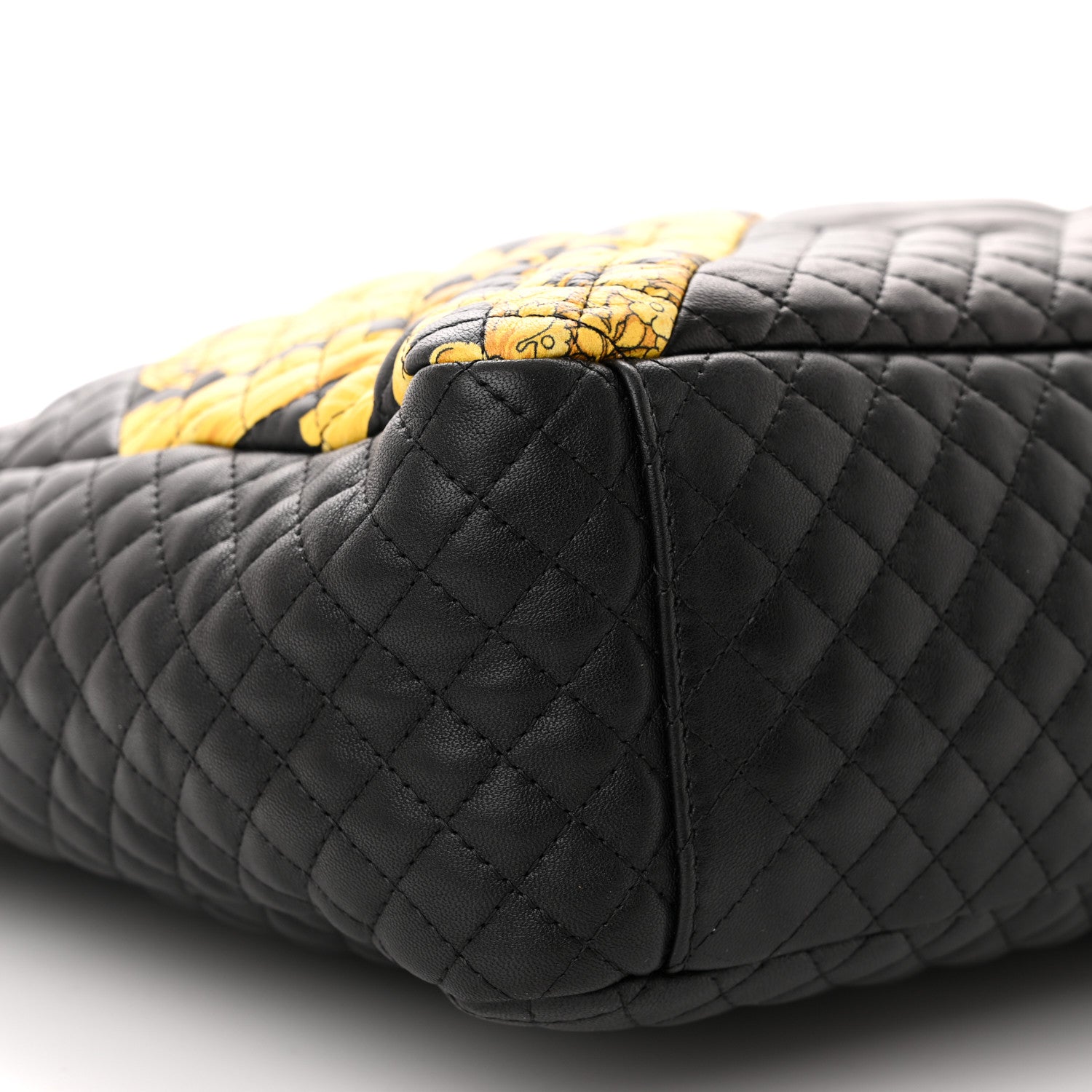 Versace Nappa Baroque Print Quilted Trapuntata Tribute Shoulder Bag Gold Black 8 of 10
