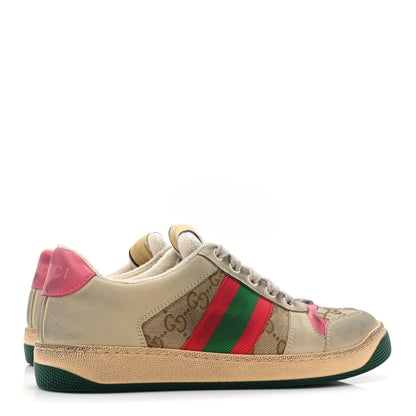 Gucci GG Monogram Nubuck Web Womens Screener Sneakers 37 New Sand Dusty Milk Pink 5 of 10