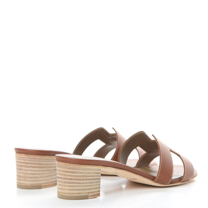 Hermes Calfskin Oasis Sandals 37 Gold 4 of 8