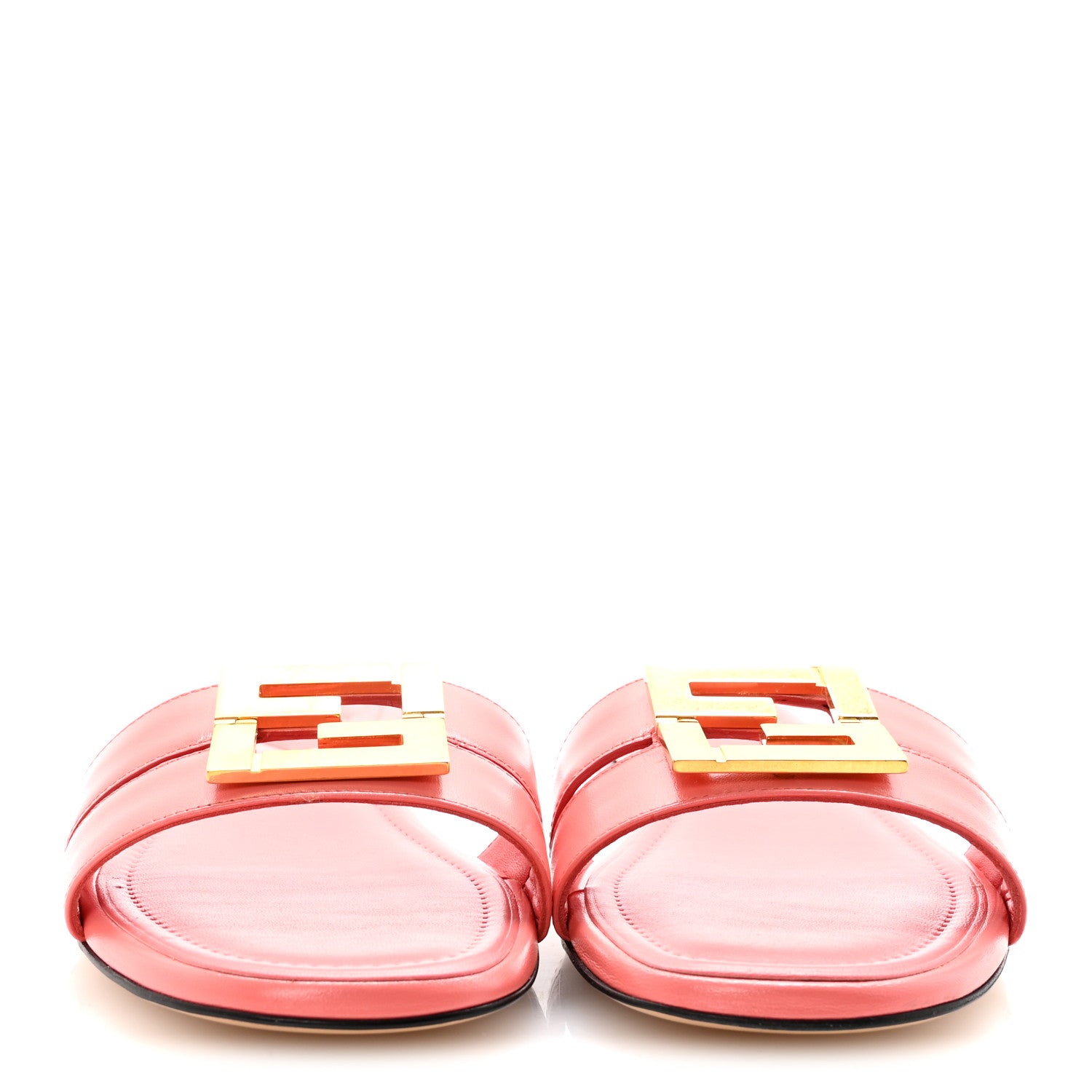 Fendi Vitello Cuoio FFold Slide Sandals 38 Bright Peach 3 of 10