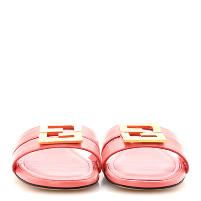 Fendi Vitello Cuoio FFold Slide Sandals 38 Bright Peach 3 of 10