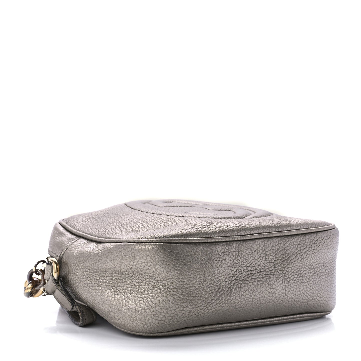 Metallic Pebbled Calfskin Small Soho Disco Bag Golden Beige