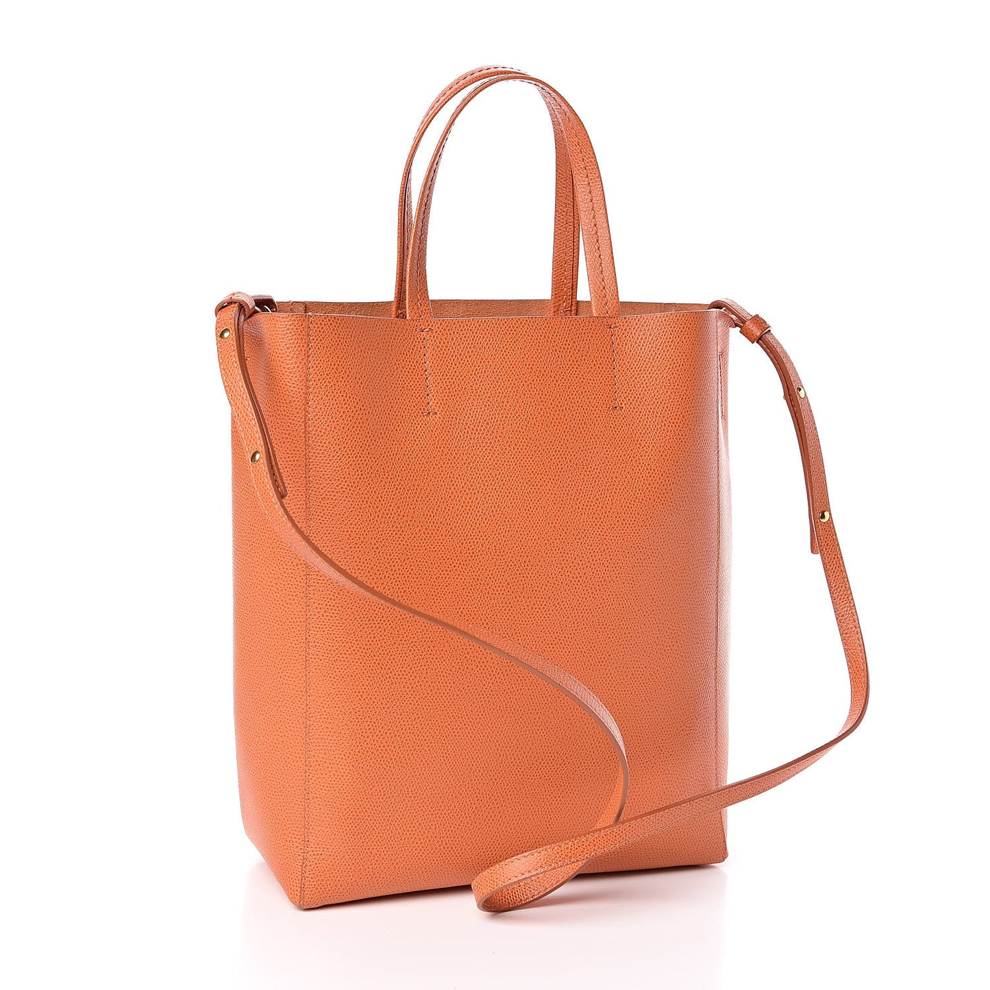 Grained Calfskin Small Vertical Cabas Orange