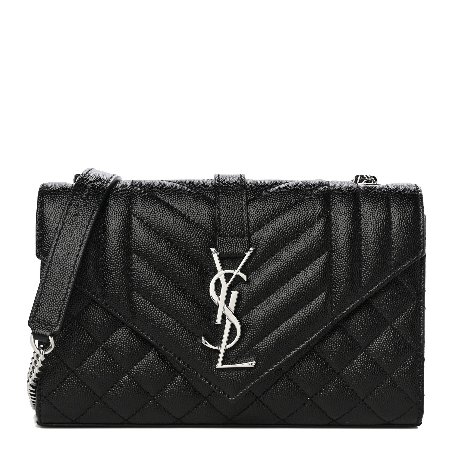 Saint Laurent Grain De Poudre Textured Mixed Matelasse Triquilt Small Monogram Satchel Black 1 of 9
