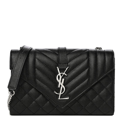 Saint Laurent Grain De Poudre Textured Mixed Matelasse Triquilt Small Monogram Satchel Black 1 of 9