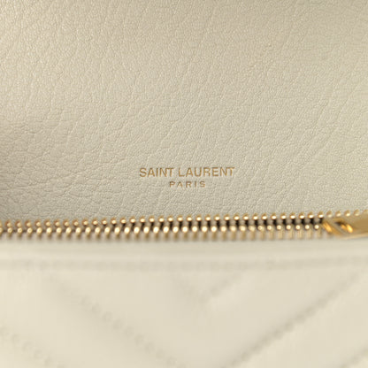Saint Laurent Sheepskin Matelasse Chevron Monogram Medium College Bag Crema Soft 7 of 11