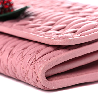 Miu Miu Nappa Matelasse Crystal Cherry Wallet On Chain Rosa 7 of 17