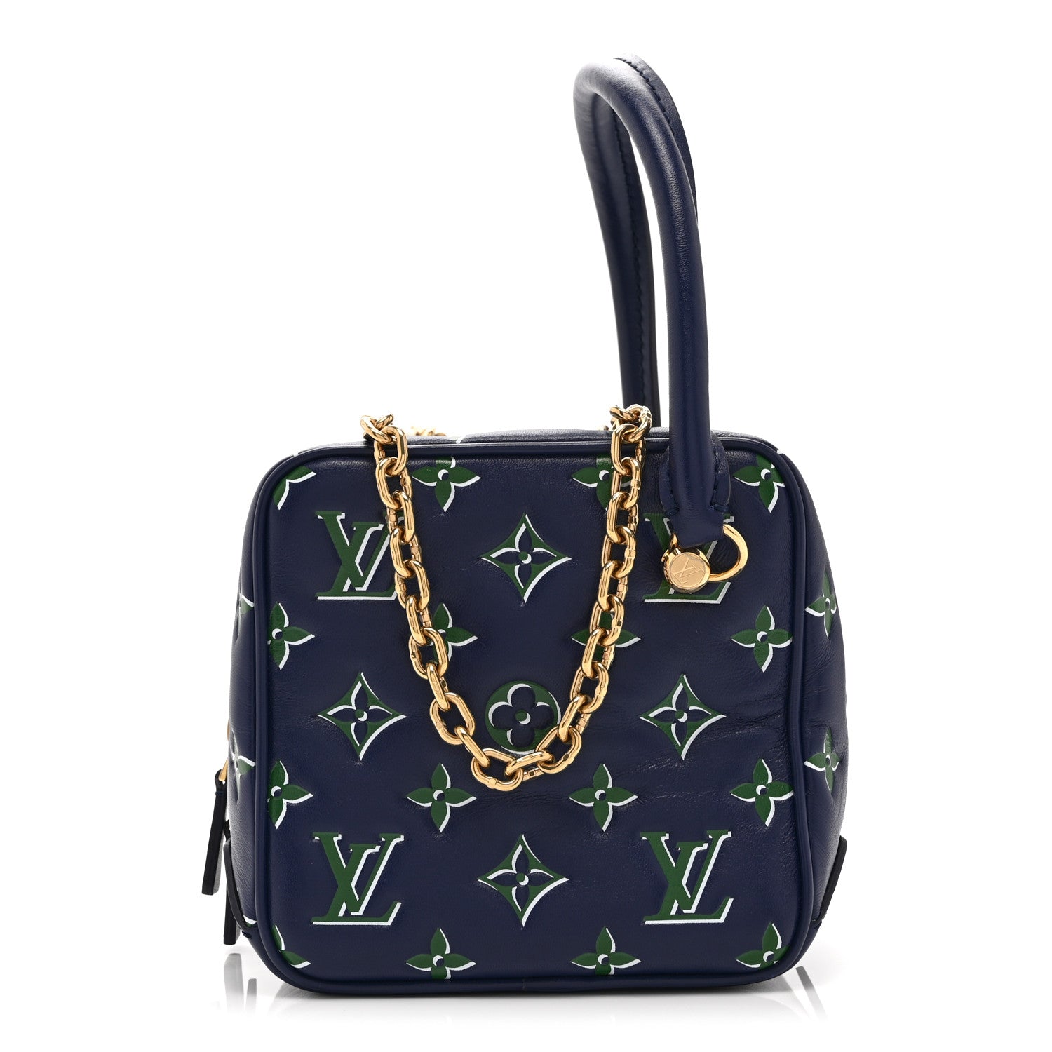 Louis Vuitton Lambskin Embossed Monogram Square Bag Blue Green 1 of 9