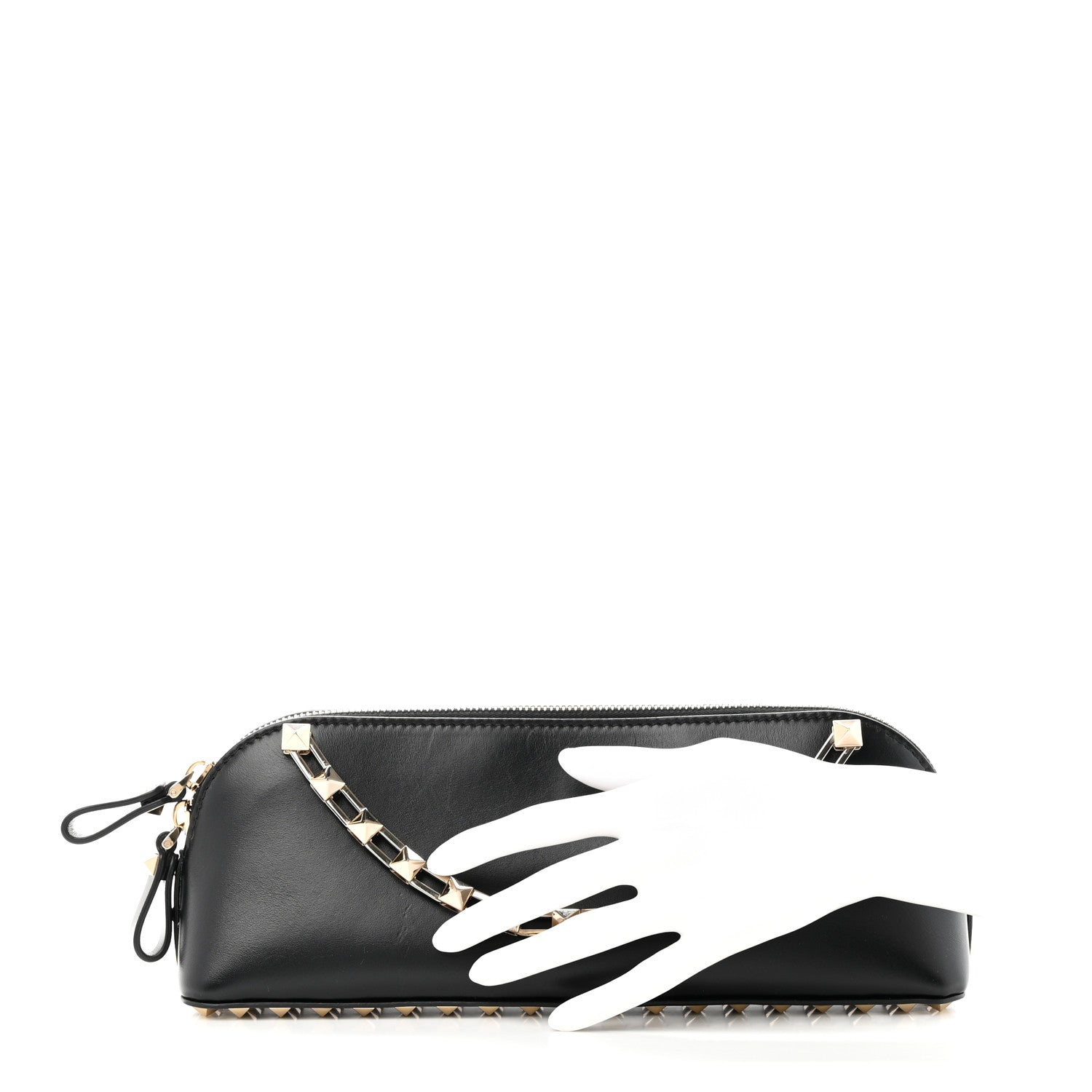 Valentino Garavani VALENTINO GARAVANI Smooth Calfskin Rockstud East West Crossbody Clutch Bag Black 2 of 10