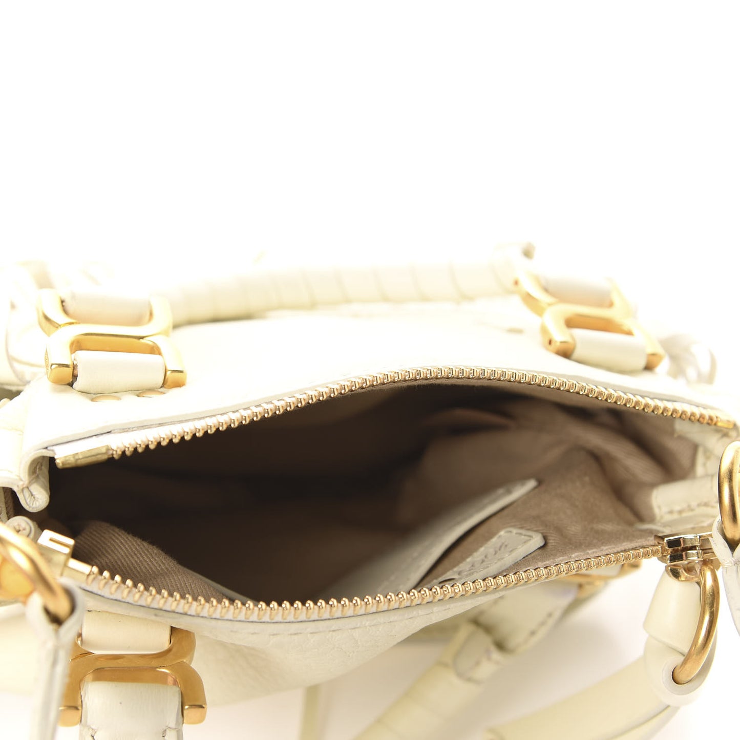 Shiny Small Grain Calfskin Mini Marcie Multi Fringe Satchel Natural White