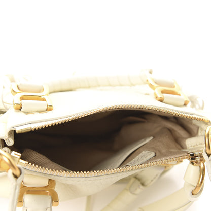 Chloe Shiny Small Grain Calfskin Mini Marcie Multi Fringe Satchel Natural White 5 of 11