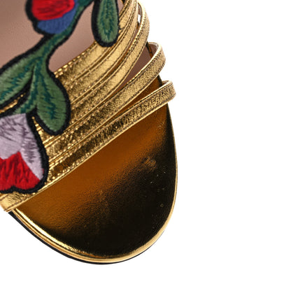 Gucci Metallic Nappa Ophelia High Heel Sandals 37.5 Gold 10 of 11