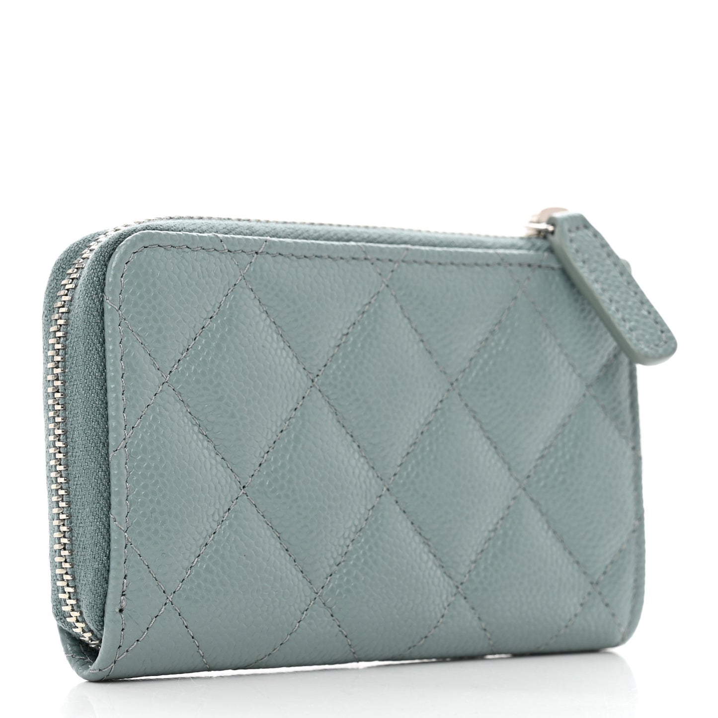 Caviar Quilted Zipped Key Holder Case Blue
