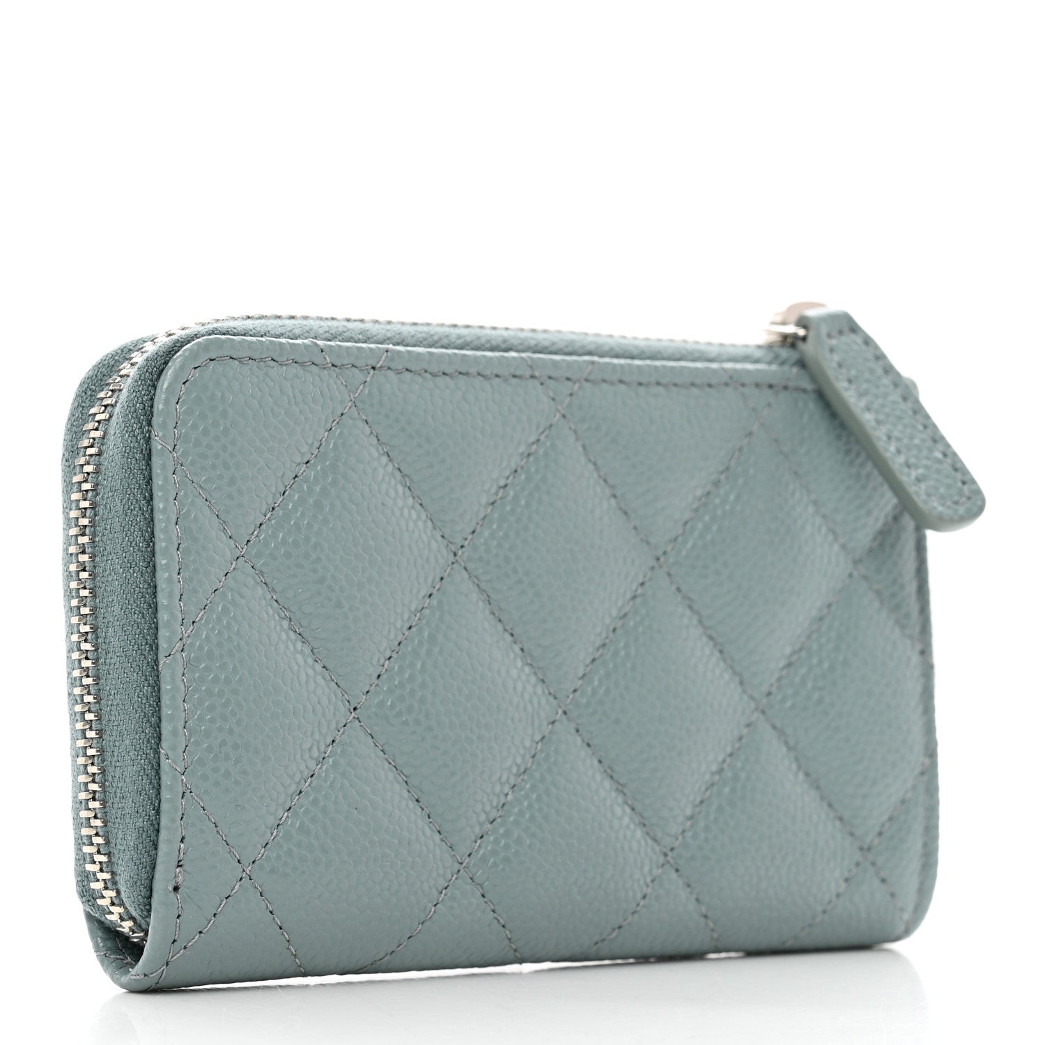 Chanel Caviar Quilted Zipped Key Holder Case Blue 3 of 9