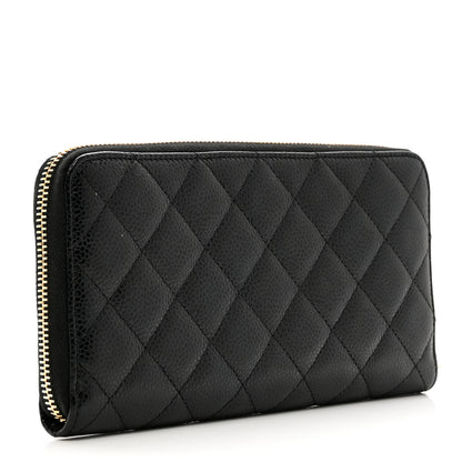 Chanel Caviar Quilted Large Gusset Zip Around Wallet Black 3 of 9