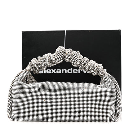 Alexander Wang Mesh Crystal Rhinestone Mini Scrunchie Clutch Black Silver 13 of 13