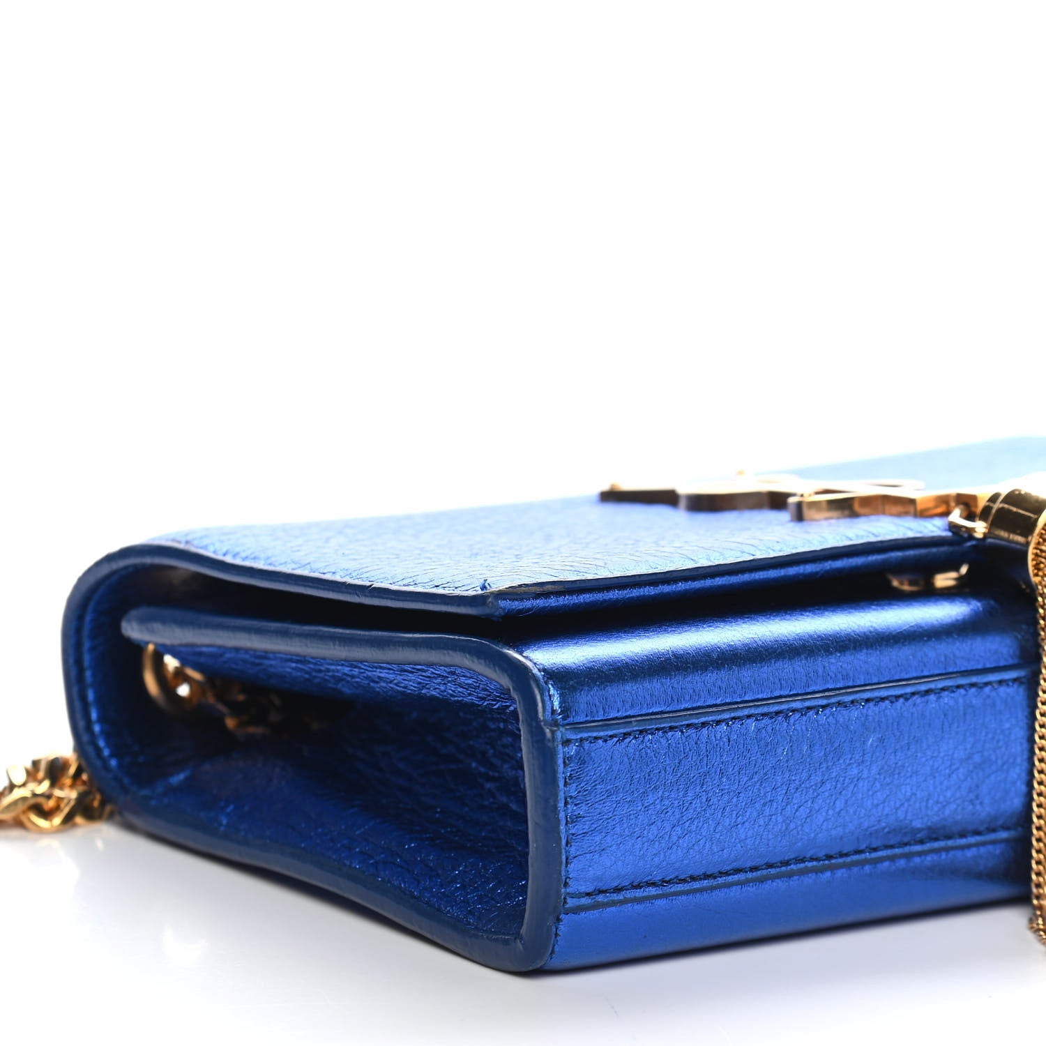 Saint Laurent Metallic Calfskin Small Classic Monogram Kate Tassel Satchel Blue Royal 7 of 9
