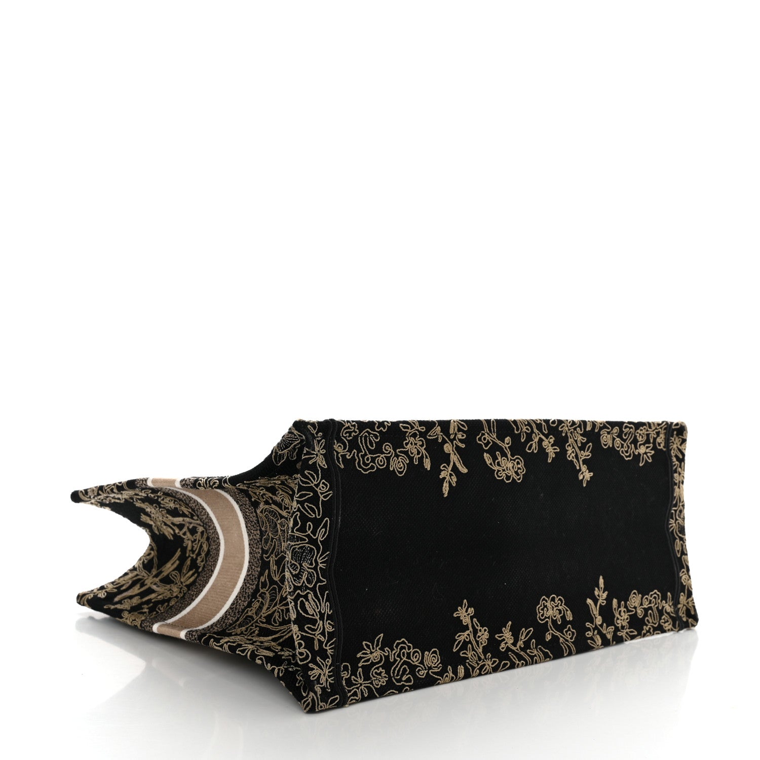 Christian Dior Canvas Embroidered Large Ornamental Cornely Book Tote Black Beige 4 of 11