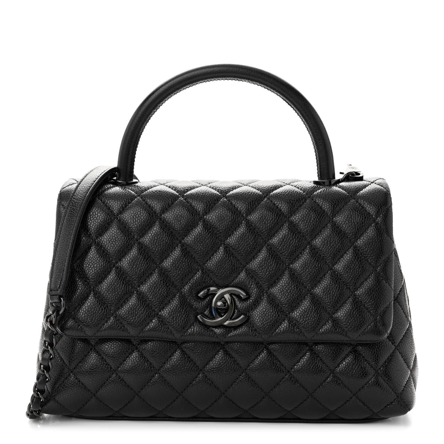 Caviar Quilted Small Coco Handle Flap So Black