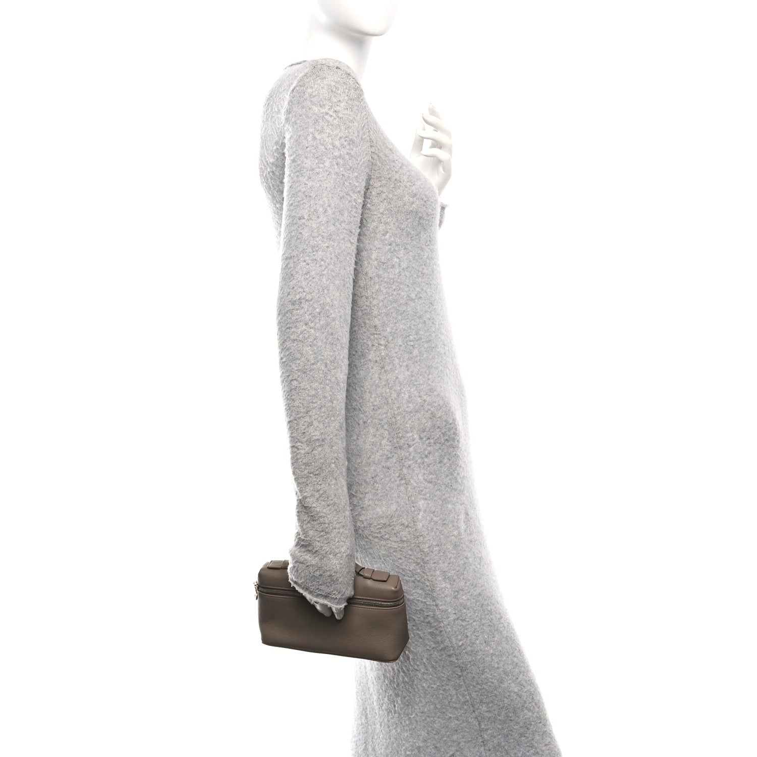 Loro Piana Grained Calfskin L19 Extra Pocket Pouch Warm Mastic 2 of 9