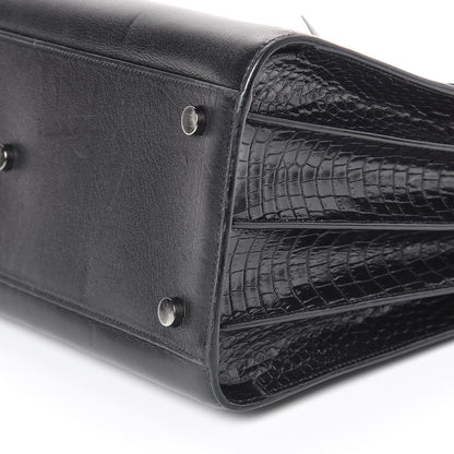 Saint Laurent Calfskin Crocodile Embossed Small Sac de Jour Black 8 of 10