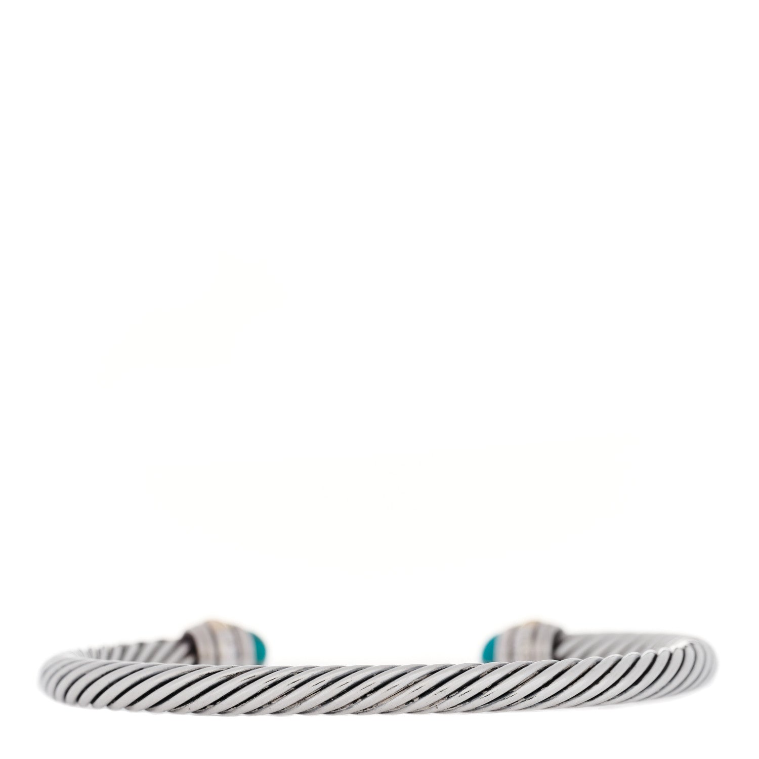 David Yurman Sterling Silver 14K Yellow Gold Turquoise 5mm Cable Classics Bracelet 3 of 5
