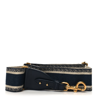 Christian Dior Canvas Embroidered Shoulder Strap Blue 1 of 4
