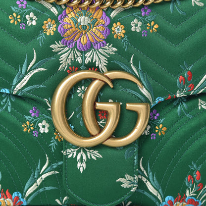 Gucci Jacquard Matelasse Floral Medium GG Marmont Shoulder Bag Green 11 of 11