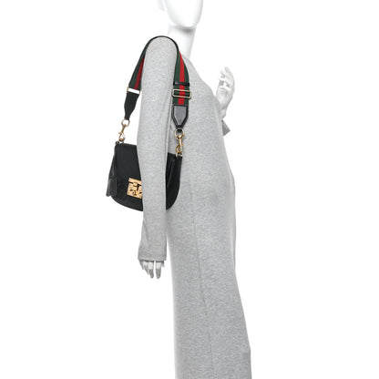 Gucci Guccissima Web Medium Padlock Messenger Shoulder Bag Black 2 of 12