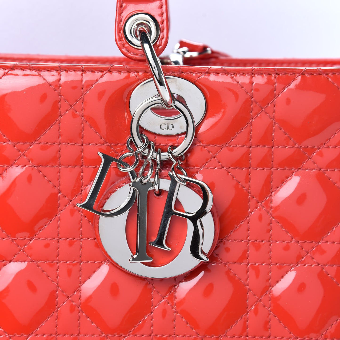 Patent Cannage Large Lady Dior Red
