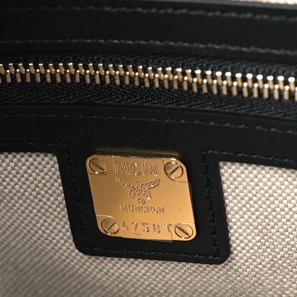MCM Calfskin Linen Large Munchen Tote Black 7 of 10