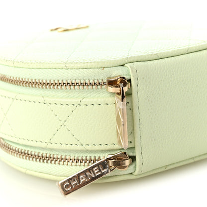 Chanel Caviar Quilted Round Handle With Care Vanity With Chain Light Green 10 of 12