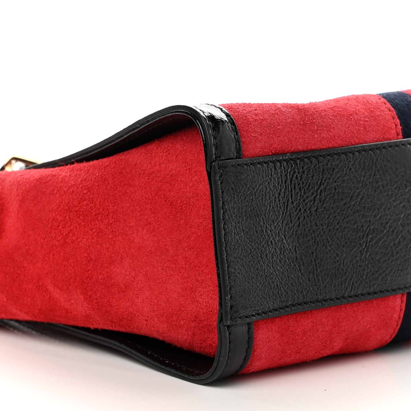 Suede Patent GG Web Small Ophidia Tote Bag Red
