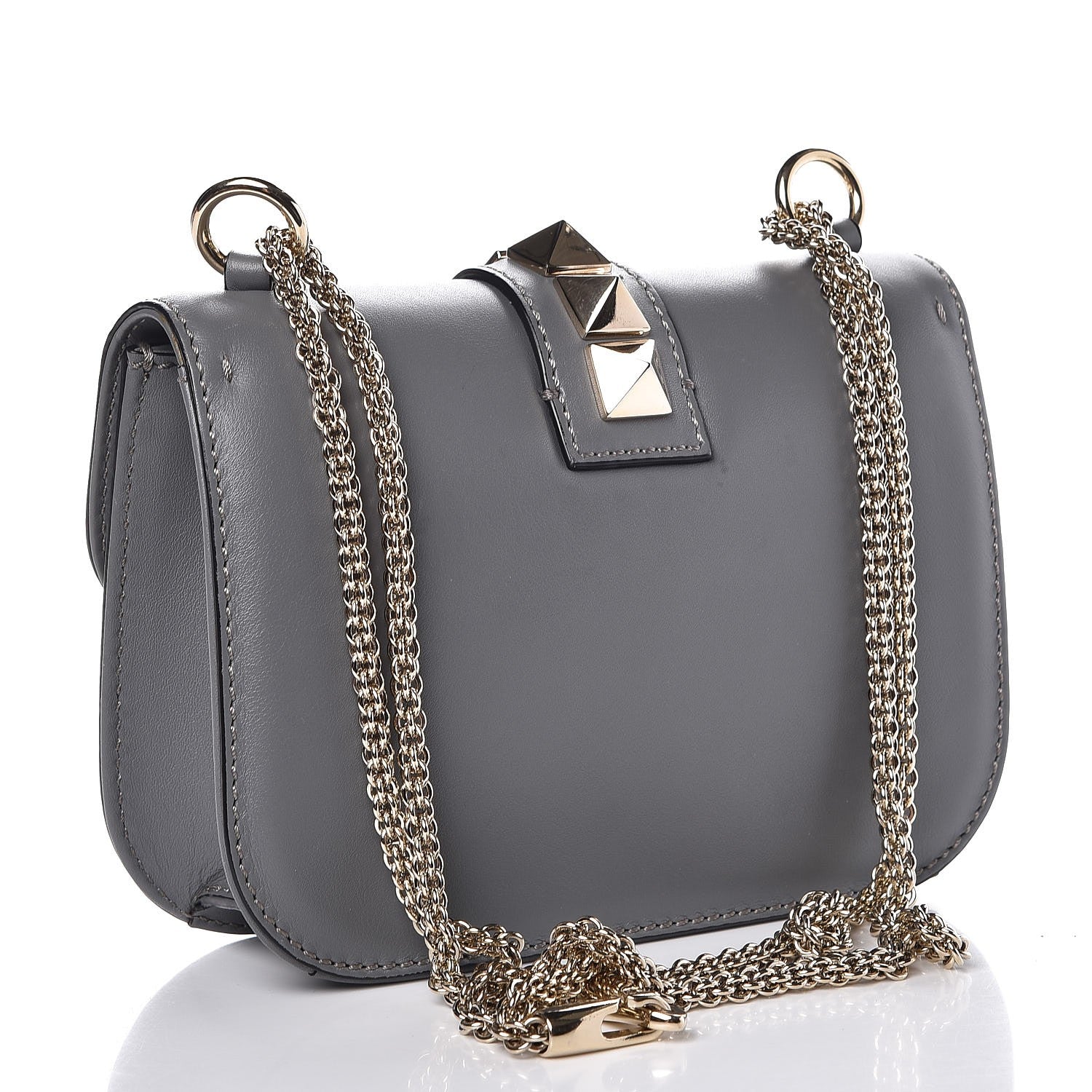 Valentino Garavani Vitello Small Glam Lock Rockstud Flap Gray 3 of 8