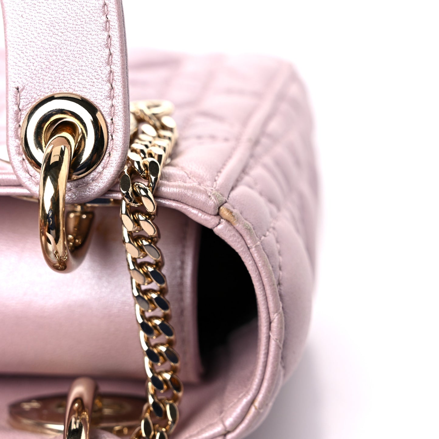 Metallic Lambskin Cannage Mini Lady Dior Lotus