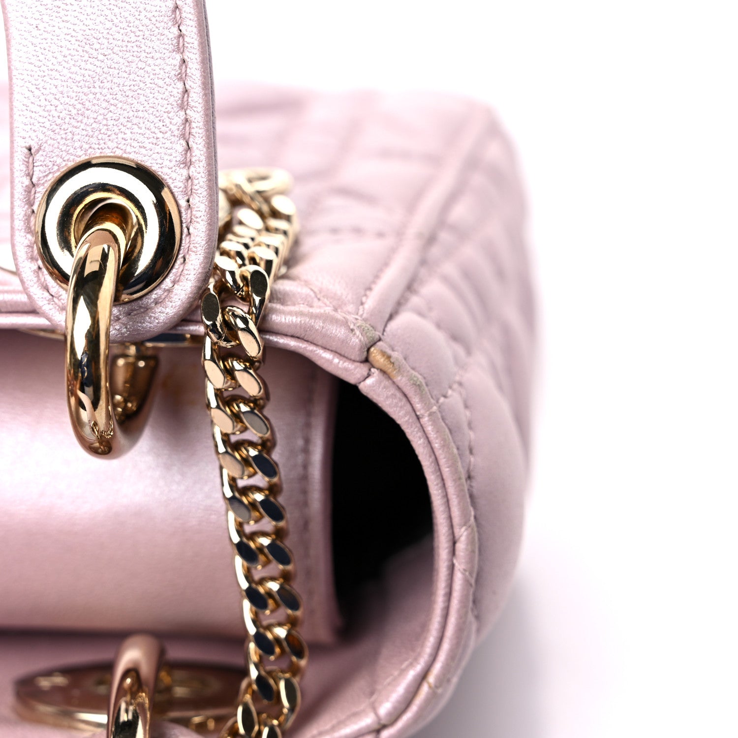 Christian Dior Metallic Lambskin Cannage Mini Lady Dior Lotus 16 of 17