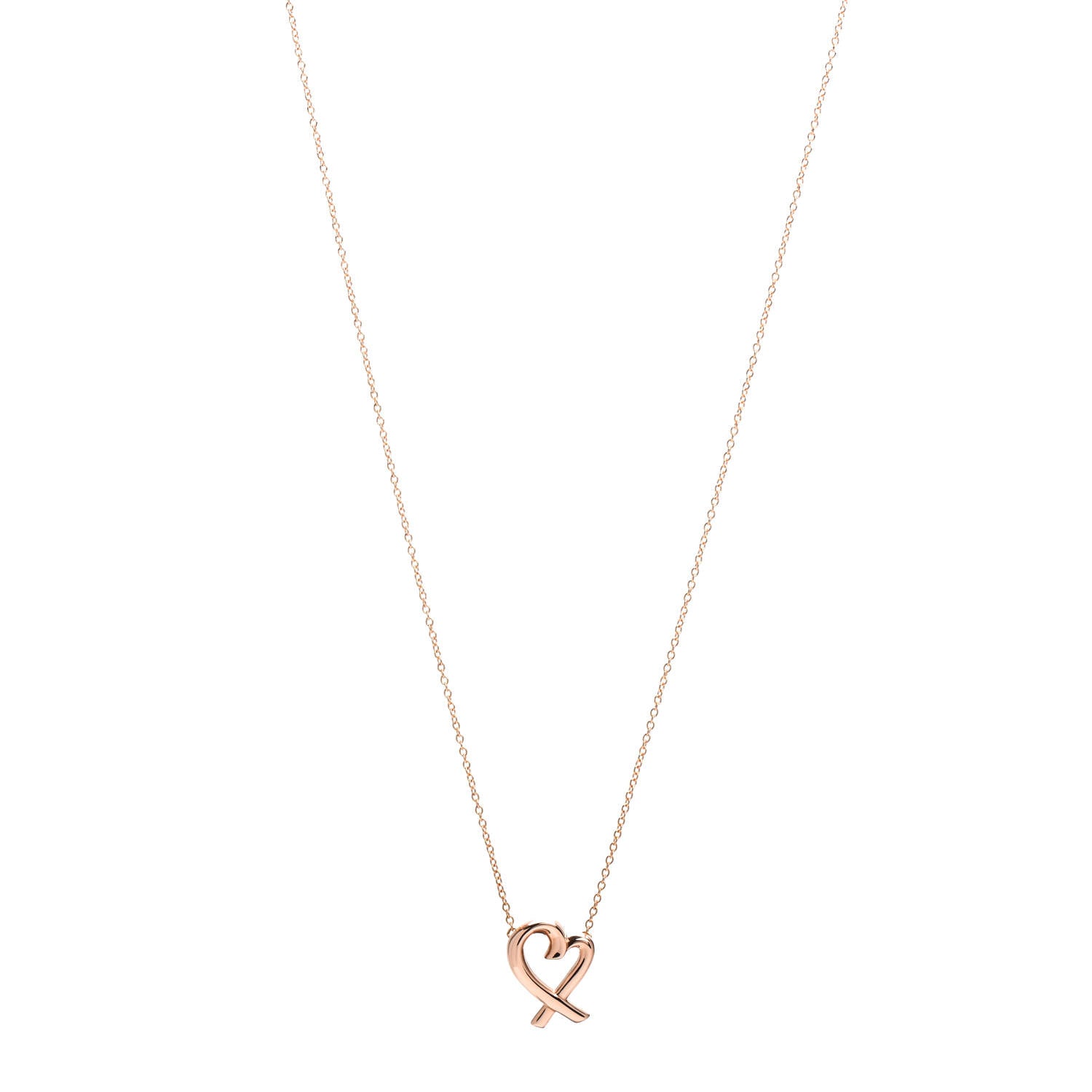Tiffany 18K Rose Gold Small Paloma Picasso Loving Heart Pendant Necklace 1 of 4