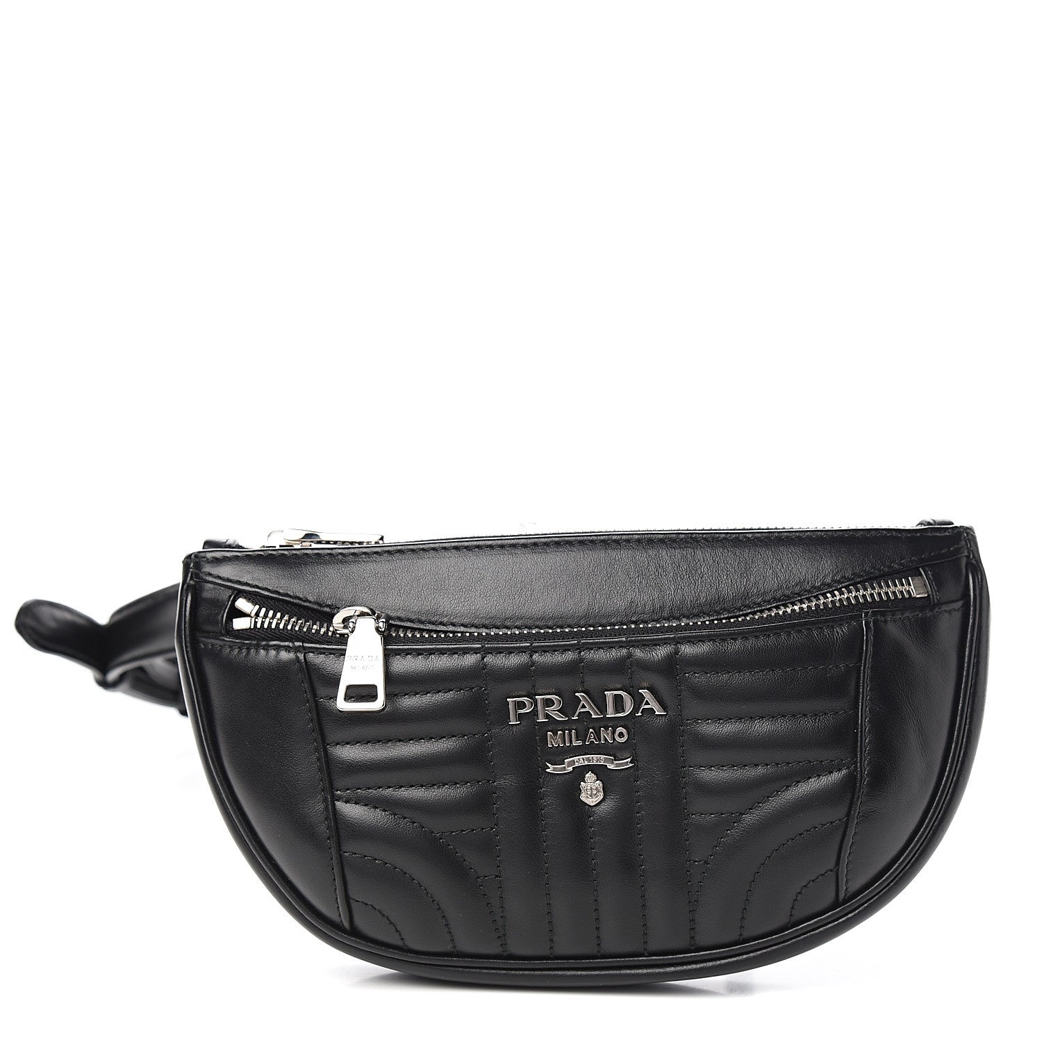 Prada Soft Calfskin Impunture Diagramme Belt Bag Black 1 of 8