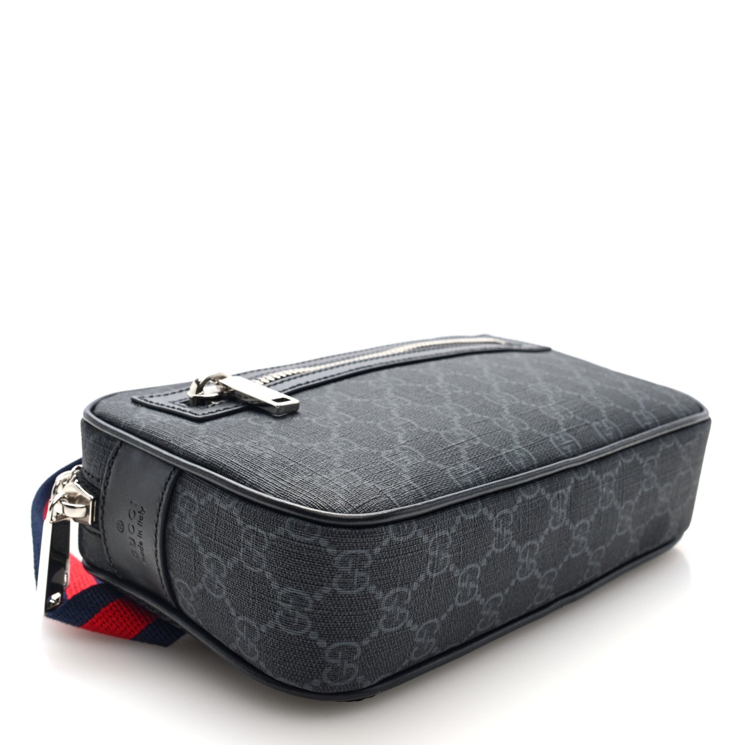 Gucci Soft GG Supreme Monogram Web Belt Bag Black Grey 1829914