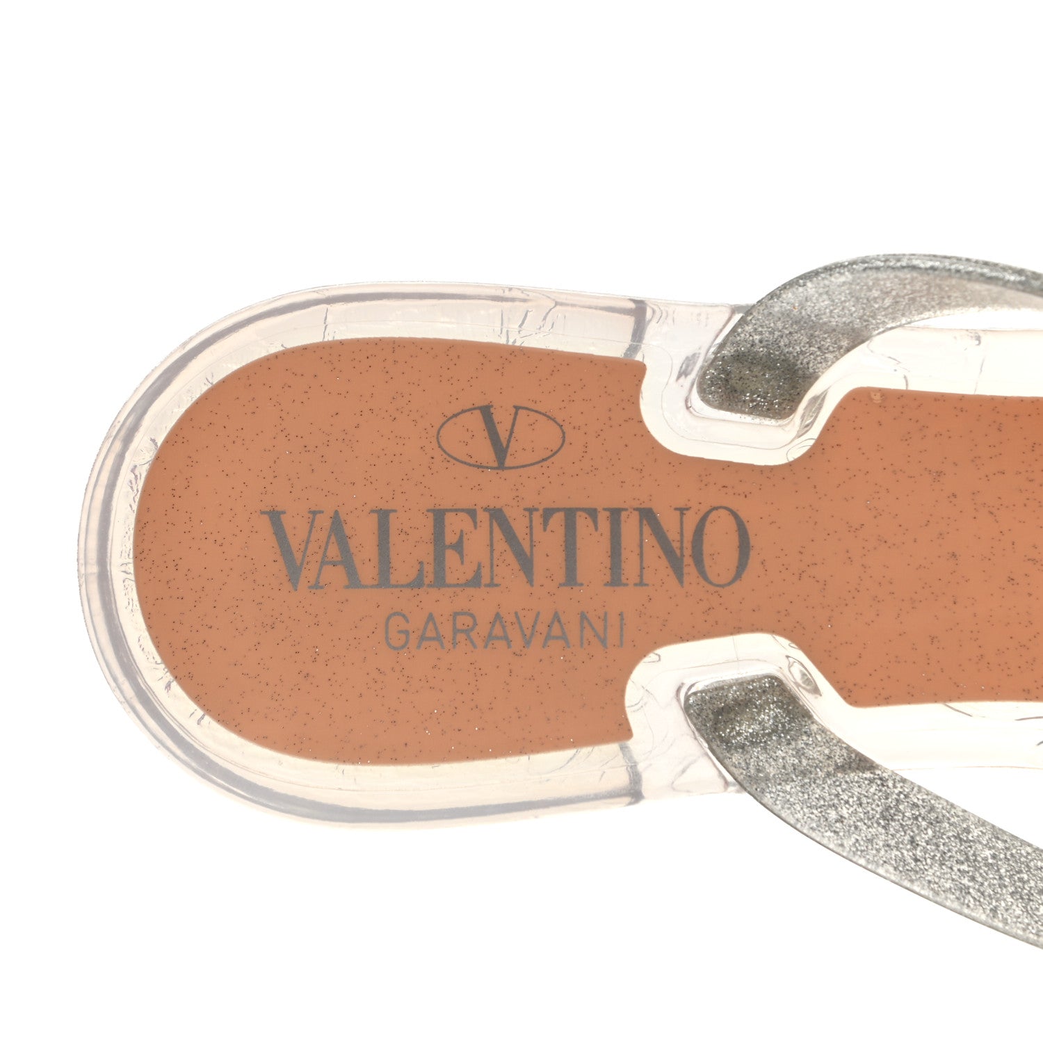 Valentino Garavani PVC Jelly Glitter Rockstud Bow Thong Sandals 37 Silver 7 of 8