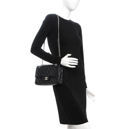 Chanel Lambskin Quilted Medium Double Flap Bijoux Chain Black 2 of 10