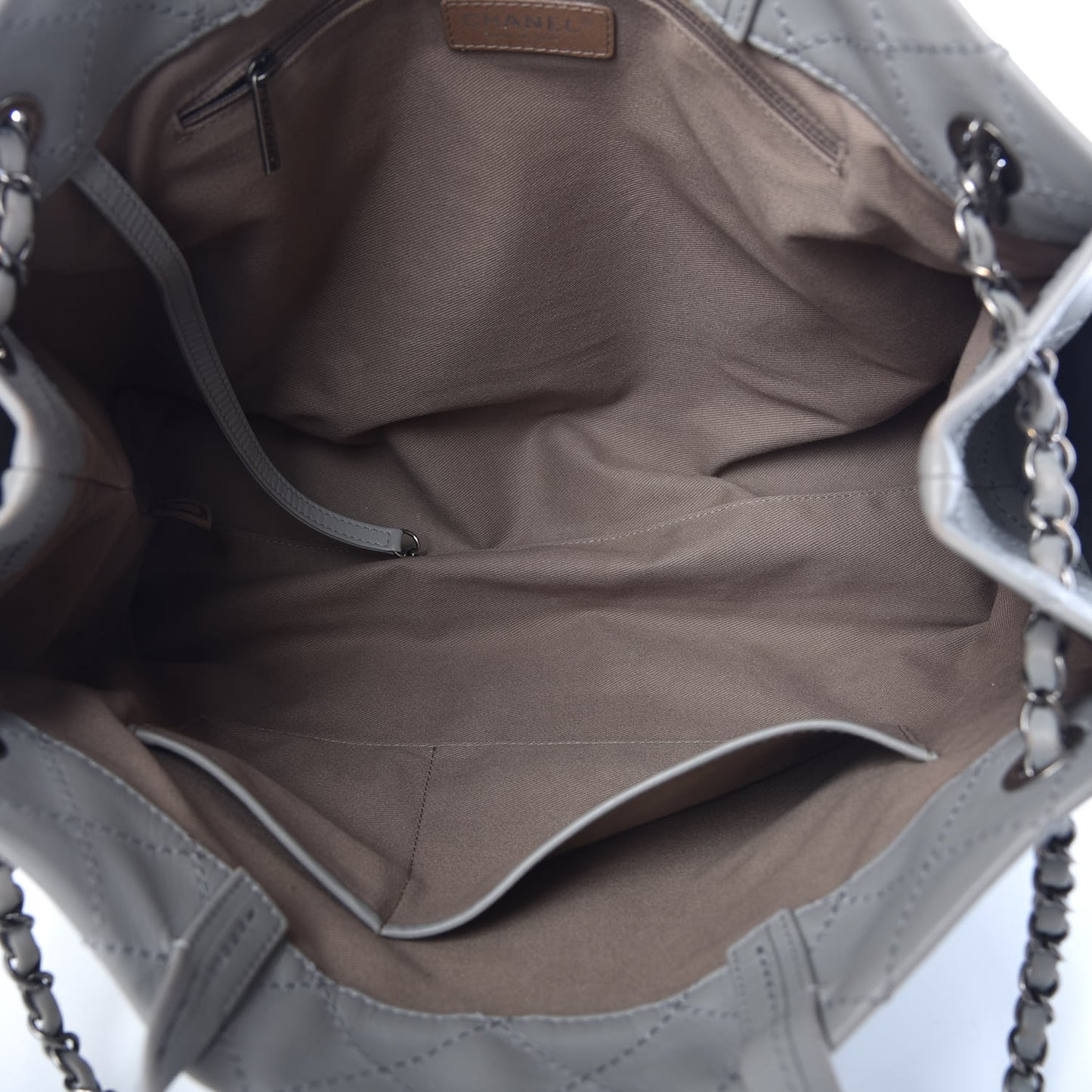 Calfskin Stitched Medium Shopping Tote Grey
