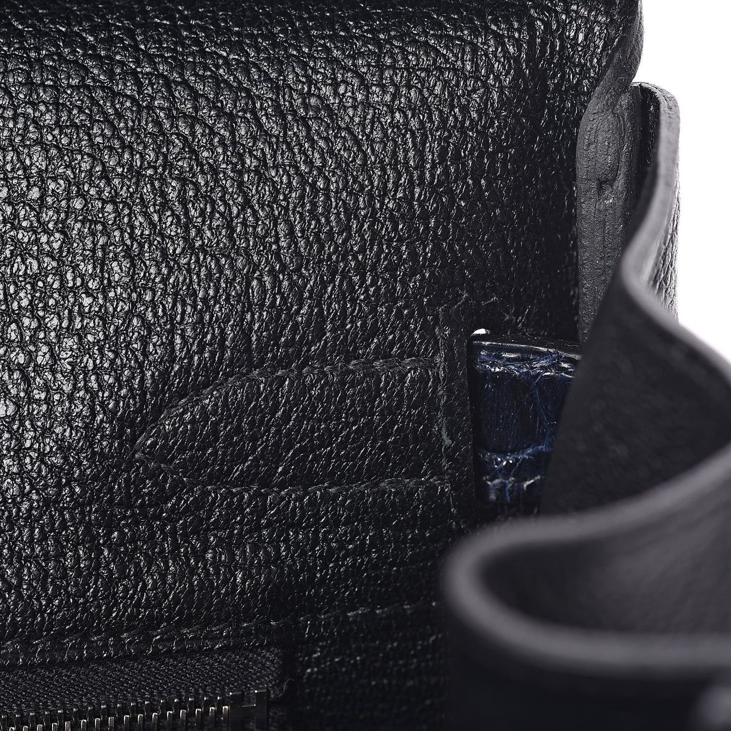 Clemence Novillo Shiny Niloticus Crocodile Birkin Touch 30 Black Bleu Marine