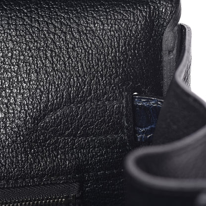 Hermes Clemence Novillo Shiny Niloticus Crocodile Birkin Touch 30 Black Bleu Marine 21 of 32