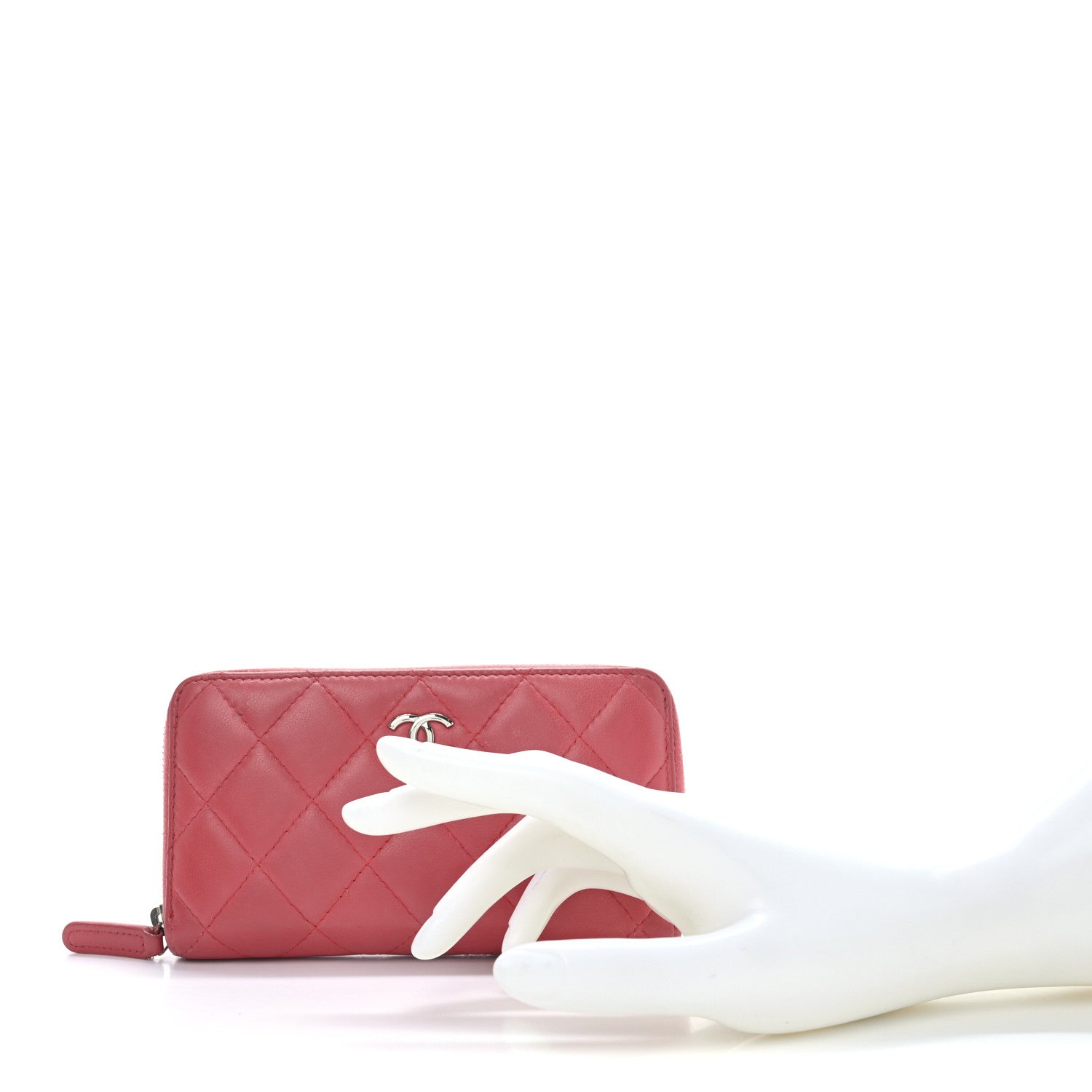 Chanel Lambskin Quilted Small Zip Around Wallet Pink 2 of 8