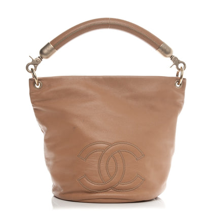 Chanel Calfskin CC Bucket Bag Beige 1 of 8