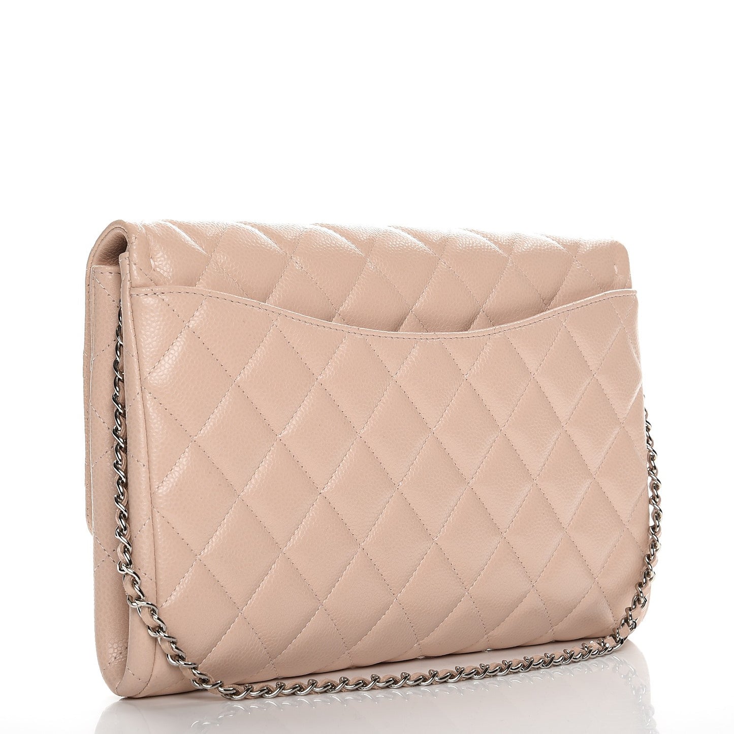 Caviar Quilted Clutch With Chain Flap Light Pink