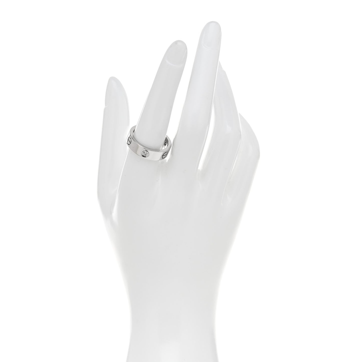 18K White Gold 3 Diamond 5.5mm LOVE Ring 56 7.75